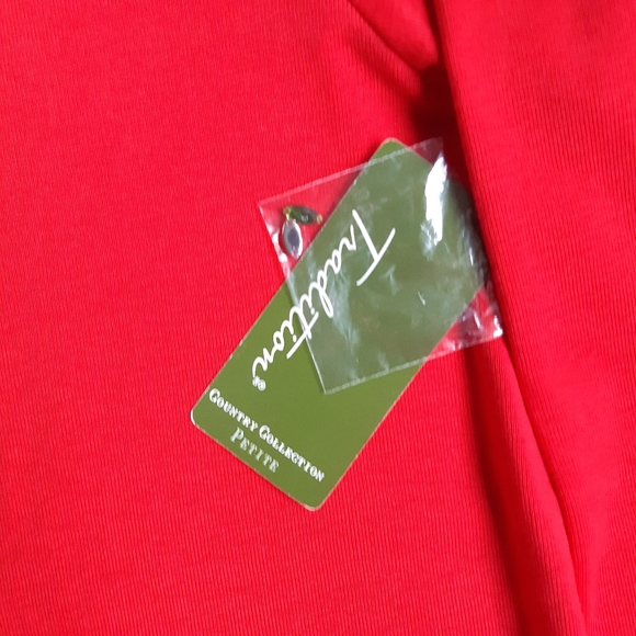 Christmas Holiday Traditions red crewneck shirt. Beaded Reindeer print Large L - Picture 4 of 5